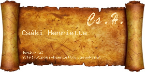 Csáki Henrietta névjegykártya